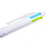 4 Color Ballpoint BIC Pen White Purple