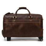 Large Doctors Bag Genuine Leather Luggage Wheels Duffle Bag Trolley Case Unisex