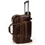 Large Doctors Bag Genuine Leather Luggage Wheels Duffle Bag Trolley Case Unisex