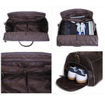 Leather Travel Garment Folding Suit Cover Duffle Bag with Shoe Pocket