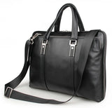 Luxury Leather Doctors Briefcase Business Bag Classic Designer Thick Leather Laptop Handbag Black