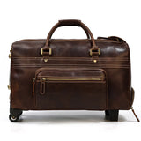 Large Doctors Bag Genuine Leather Luggage Wheels Duffle Bag Trolley Case Unisex