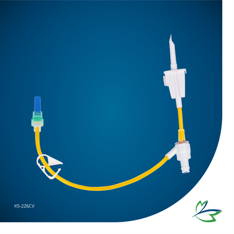 IV EXTENSION LINE, LARGE-BORE (3.0 x 4.1mm), 29cm LIGHT-PROTECTED DEHP-FREE TUBING, NEEDLE-FREE Y-CONNECTION PORT, TWO-WAY SPIKE/CHECK-VALVE MLL END