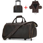 Leather Travel Garment Folding Suit Cover Duffle Bag with Shoe Pocket