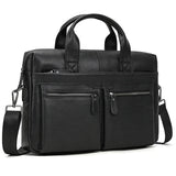 Soft Cow Leather Doctors Briefcase Men Laptop Bag For 15 inch PC