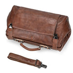 Doctors Bag Genuine Leather Travel Bag with Metal Buckle Anti-theft Designer Bag