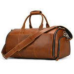 Leather Travel Garment Folding Suit Cover Duffle Bag with Shoe Pocket