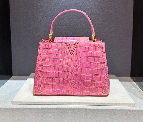 Luxury Doctors Shoulder Bag for Woman Crocodile Pattern Genuine Leather Pink