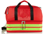 Life Emergency Medical Bag Red with Transparent Window & 5 Coloured Pouches