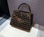 Luxury Doctors Shoulder Bag for Woman Crocodile Pattern Genuine Leather