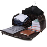 Leather Travel Garment Folding Suit Cover Duffle Bag with Shoe Pocket