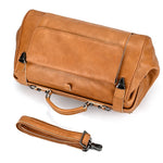 Doctors Bag Genuine Leather Travel Bag with Metal Buckle Anti-theft Designer Bag