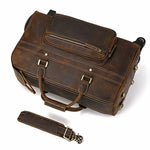 Large Doctors Bag Genuine Leather Luggage Wheels Duffle Bag Trolley Case Unisex