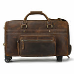 Large Doctors Bag Genuine Leather Luggage Wheels Duffle Bag Trolley Case Unisex