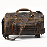 Large Doctors Bag Genuine Leather Luggage Wheels Duffle Bag Trolley Case Unisex