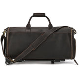 Leather Travel Garment Folding Suit Cover Duffle Bag with Shoe Pocket