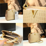 Luxury Doctors Shoulder Bag for Woman Crocodile Pattern Genuine Leather