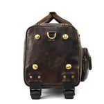 Large Doctors Bag Genuine Leather Luggage Wheels Duffle Bag Trolley Case Unisex