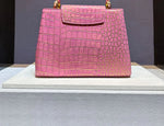 Luxury Doctors Shoulder Bag for Woman Crocodile Pattern Genuine Leather Pink