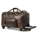 Large Doctors Bag Genuine Leather Luggage Wheels Duffle Bag Trolley Case Unisex