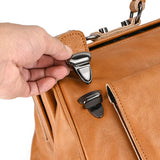 Doctors Bag Genuine Leather Travel Bag with Metal Buckle Anti-theft Designer Bag