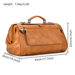 Doctors Bag Genuine Leather Travel Bag with Metal Buckle Anti-theft Designer Bag