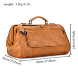 Doctors Bag Genuine Leather Travel Bag with Metal Buckle Anti-theft Designer Bag