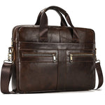 Soft Cow Leather Doctors Briefcase Men Laptop Bag For 15 inch PC