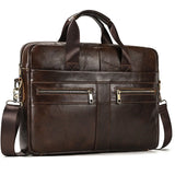 Soft Cow Leather Doctors Briefcase Men Laptop Bag For 15 inch PC