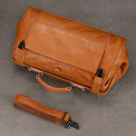 Doctors Bag Genuine Leather Travel Bag with Metal Buckle Anti-theft Designer Bag