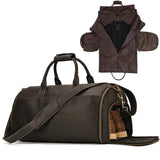 Leather Travel Garment Folding Suit Cover Duffle Bag with Shoe Pocket