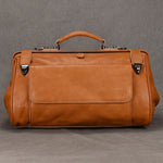 Doctors Bag Genuine Leather Travel Bag with Metal Buckle Anti-theft Designer Bag