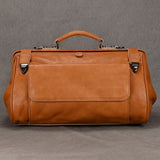 Doctors Bag Genuine Leather Travel Bag with Metal Buckle Anti-theft Designer Bag