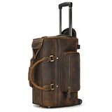 Large Doctors Bag Genuine Leather Luggage Wheels Duffle Bag Trolley Case Unisex