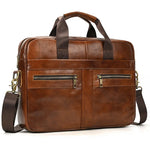 Soft Cow Leather Doctors Briefcase Men Laptop Bag For 15 inch PC