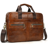 Soft Cow Leather Doctors Briefcase Men Laptop Bag For 15 inch PC