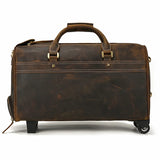 Large Doctors Bag Genuine Leather Luggage Wheels Duffle Bag Trolley Case Unisex