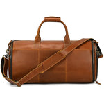 Leather Travel Garment Folding Suit Cover Duffle Bag with Shoe Pocket