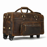 Large Doctors Bag Genuine Leather Luggage Wheels Duffle Bag Trolley Case Unisex