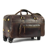 Large Doctors Bag Genuine Leather Luggage Wheels Duffle Bag Trolley Case Unisex