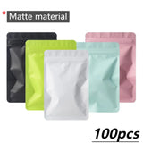 Mylar Bags Double-Sided Plastic Resealable Aluminum Foil Ziplock Food Waterproof Flat Bottom Bags 100pcs