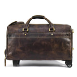 Large Doctors Bag Genuine Leather Luggage Wheels Duffle Bag Trolley Case Unisex