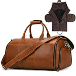 Leather Travel Garment Folding Suit Cover Duffle Bag with Shoe Pocket