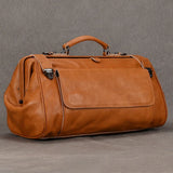 Doctors Bag Genuine Leather Travel Bag with Metal Buckle Anti-theft Designer Bag