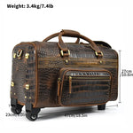 Large Doctors Bag Genuine Leather Luggage Wheels Duffle Bag Trolley Case Unisex