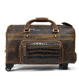 Large Doctors Bag Genuine Leather Luggage Wheels Duffle Bag Trolley Case Unisex