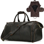 Leather Travel Garment Folding Suit Cover Duffle Bag with Shoe Pocket