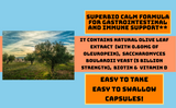 SuperBio Calm Formula natural olive leaf extract , Saccharomyces boulardii yeast (5 billion strength),  biotin, and vitamin D