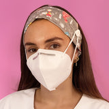 Headband Mask Holder with Buttons 100% Cotton Alice