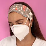 Headband Mask Holder with Buttons 100% Cotton Alice